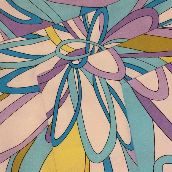 ESSENTIAL G Carwash Hem Silk Skirt Pucci-like mod Turquoise Violet White Mod - Picture 2 of 8